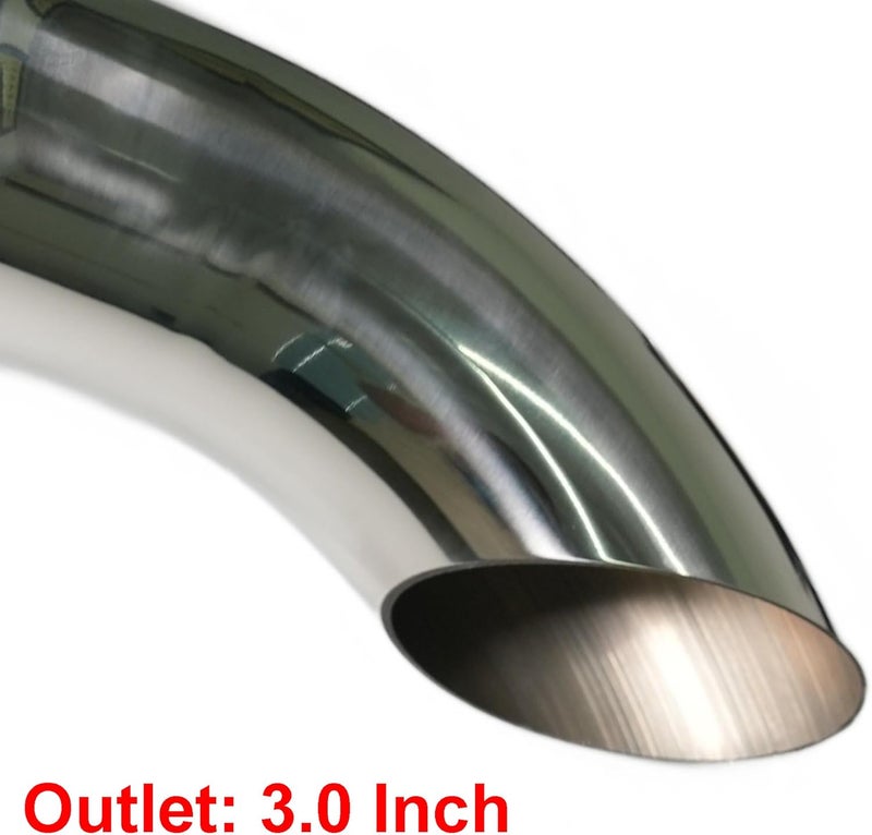 Simnliras 3 Inch Inlet Turn Down Exhaust Tip, 3" Inlet 3" Outlet Stainless Steel Universal Diesel Exhaust Tailpipe Tips with Seal Clamp for 3 in OD Tailpipes, 9"/230mm Overall Length, Polished - Image 4